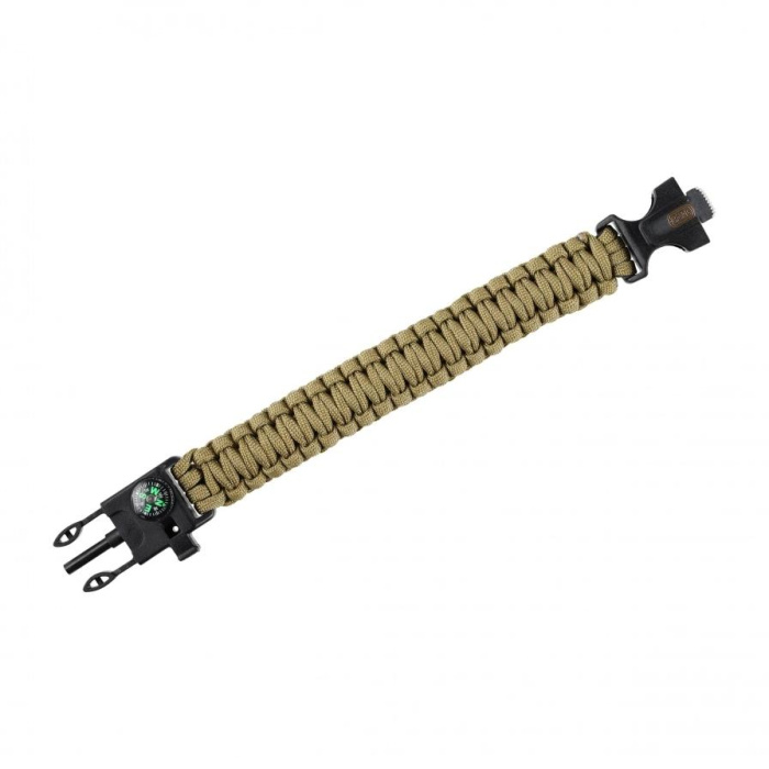 Bransoletka M-Tac Paracord z Krzesiwem, Kompasem i Gwizdkiem, tan (610-308)